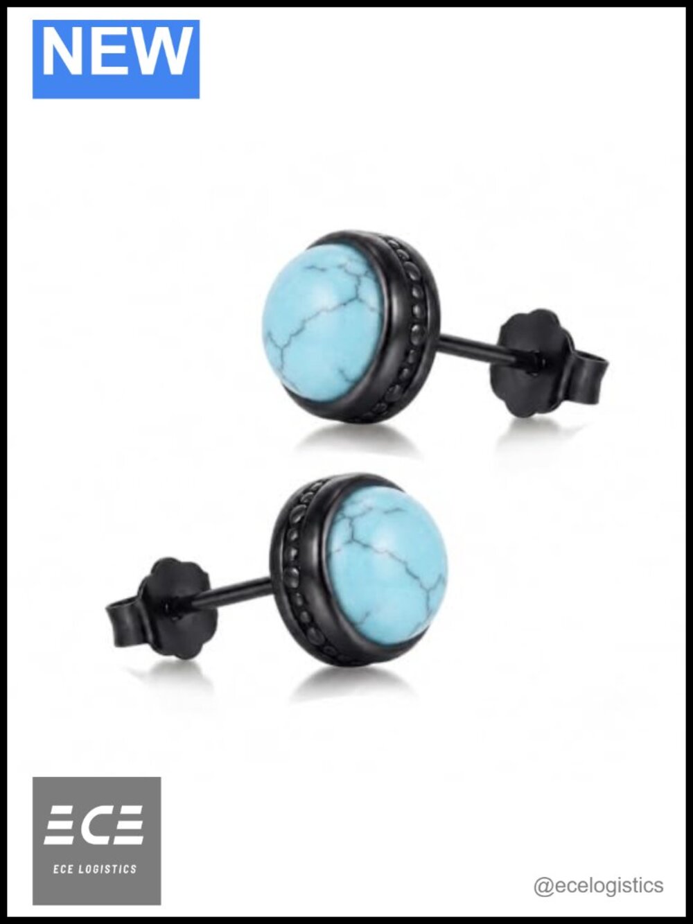 14K Gold Black Stud Earrings 8mm Hypoallergenic Western Jewelry Gift